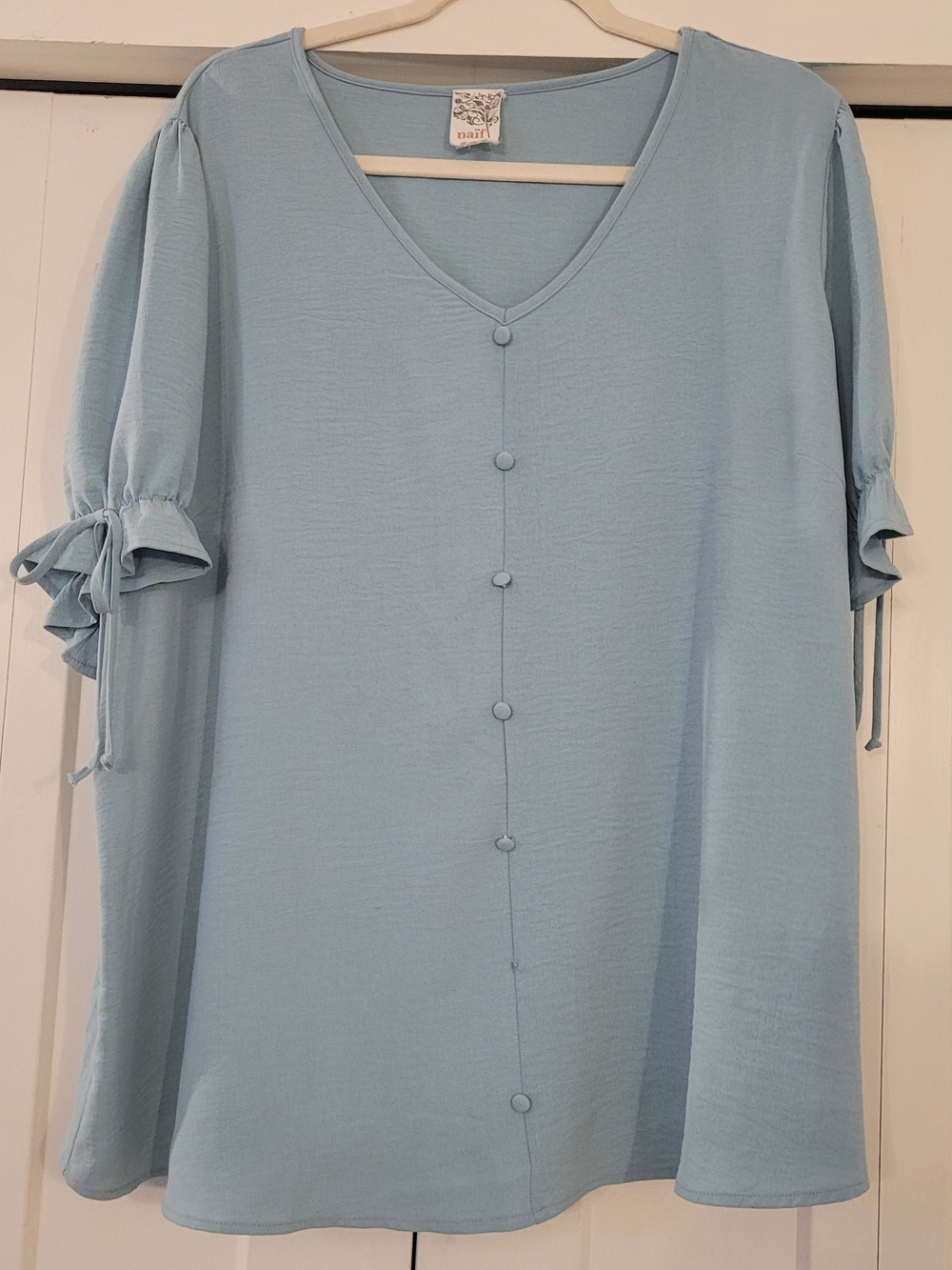 NAIF Pale Blue V-Neck Blouse